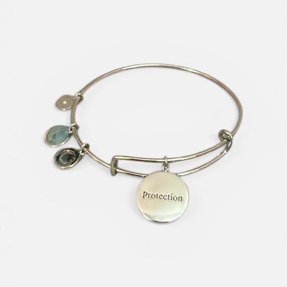 🪬ALEX AND ANI🪬Hamsa with Faux Turquoise Accent Charm Bangle in Shiny Silver/NWOT - Picture 3 of 3